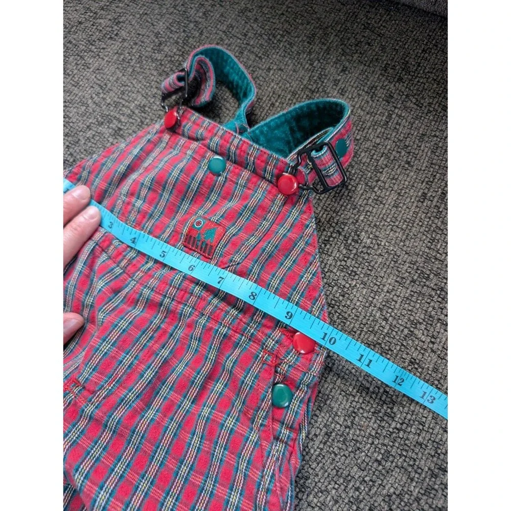 Vintage Gymboree Plaid Overalls sz Newborn 90s Red Green Pregnancy Announcement
